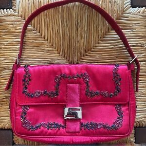 Elegant Silk Embroidered Bag (Sold On Depop)